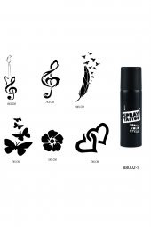 Nota ve Kalpler Spray Tattoo Geçici Sprey Dövme Seti thumbnail 1
