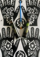 2 Tüp Hint Kınası ve El süsleme Şablonları Seti Fırça Hediyeli - 1