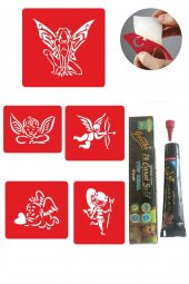 Melek ve Kanat Desenleri Kına ile Geçici Dövme Yapma Seti thumbnail 1