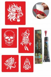 Vahşi Alev Desenleri Hint Kınası ile Geçici Dövme Yapma Seti - 1