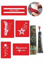 Yıldız Şerit Desenleri Hint Kınası ile Geçici Dövme Yapma Seti thumbnail 1