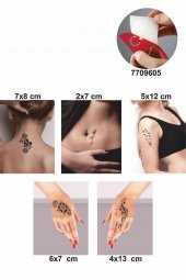 Tüy ve Çiçek Desenleri Hint Kınası ile Geçici Dövme Yapma Seti - 2