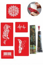 Örtücü Kapatma Desenleri Hint Kınası ile Geçici Dövme Yapma Seti thumbnail 2