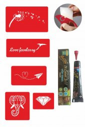 Elmas ve Fil Desenleri Hint Kınası ile Geçici Dövme Yapma Seti thumbnail 1