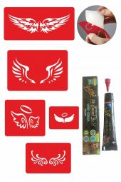 Kanat Desenleri Kına ile Geçici Dövme Yapma Seti - 1