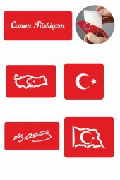 Canım Türkiyem 5 Adet  Geçici Dövme Kına Şablonu thumbnail 1
