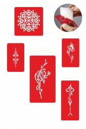 Çiçek Sepeti 5 Adet  Geçici Dövme Kına Şablonu thumbnail 1