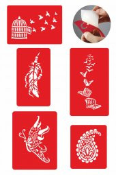 Bir Çiçek Bir Kelebek 5 Adet Geçici Dövme Kına Şablonu thumbnail 1