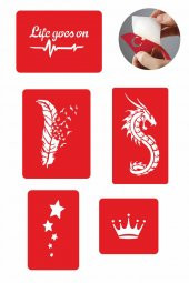 Hayat Devam Ediyor 5 Adet  Geçici Dövme Kına Şablonu thumbnail 1