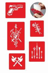 Savaş Aletleri 5 Adet Geçici Dövme Kına Şablonu - 1
