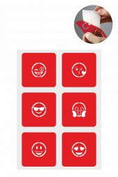 Sevimli Emojiler 5 Adet  Geçici Dövme Kına Şablonu - 1