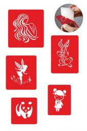 Melek Ve Hayvan Modelleri 5 Adet  Geçici Dövme Kına Şablonu - 1