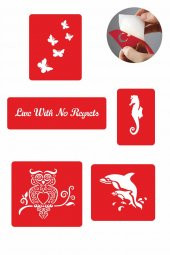 Dalda Baykuş 5 Adet  Geçici Dövme Kına Şablonu thumbnail 1