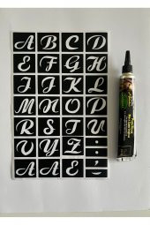 Alfabe ile İsim Harf Yazma Geçici Dövme Seti Siyah Kına Hediyeli - 1
