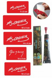 Atatürk imza Sembolleri Hint Kınası ile Geçici Dövme Yapma Seti - 1