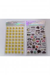 Çocuk Oyun Sticker Çıkarma Seti Emoji Ve Bıyık - 1