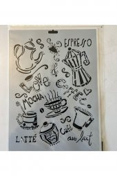 Kahve Saati Plastik Baskı Süsleme Kalıpları Stencil Şablon - 1