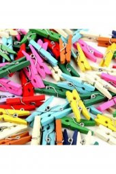 Ahşap Renkli Mini Mandal 100 Adet- - 1