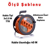 Bylion Ip20 Plastik Makaralı Seyyar 4 Prizli Uzatma Kablosu 3X2.5 Mm Ttr Kablo 40 Metre Termal Sigorta thumbnail 2