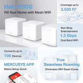 Mercusys Halo H30G(3-Pack), AC1300 Mbps Tüm Ev Mesh Wi-Fi Sistemi thumbnail 5