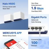Mercusys Halo H50G(2-pack), AC1900 Tüm Ev Mesh Wi-Fi Sistemi - 6