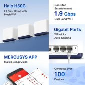 Mercusys Halo H50G(3-Pack), AC1900 Mbps Tüm Ev Mesh Wi-Fi Sistemi - 3