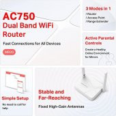 Mercusys Mr20 AC750 Wireless Dual Band Acces Point Router Menzil Genişletici thumbnail 4