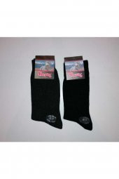 Hasyün Çorap Siyah 2 Adet Dikişsiz Yün Çorap - 1