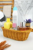 Digithome Rattan Banyo ve Makyaj Organizer Sepeti Oval Ekmeklik 24 Cm Kahverengi - YK1447 - HYT C320.025 - 1