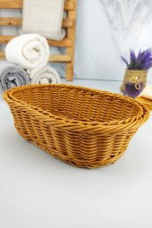 Digithome Rattan Banyo ve Makyaj Organizer Sepeti Oval Ekmeklik 24 Cm Kahverengi - YK1447 - HYT C320.025 - 5