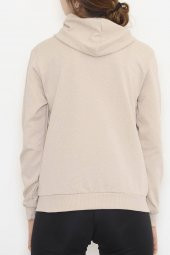 Kapşonlu Fermuarlı Sweat Bej - 3001.275. - 8