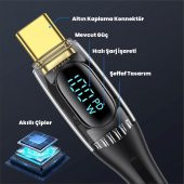 Usams US-SJ616 Type-C+Lightning+MicroUSB,6in1 LCD Göstergeli PD100W Hızlı Şarj ve Data Kablosu-Siyah - 2
