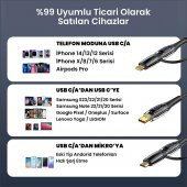 Usams US-SJ616 Type-C+Lightning+MicroUSB,6in1 LCD Göstergeli PD100W Hızlı Şarj ve Data Kablosu-Siyah - 5