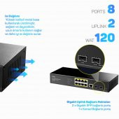 Cudy GS2008PS2 2Port Gigabit SFP,1Consol,2Gigabit Combo,8 Port PoE L2 Yönetilebilir Gigabit Switch - 5