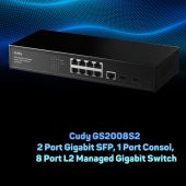 Cudy GS2008S2 2 Port Gigabit SFP, 1 Port Consol, 8 Port L2 Yönetilebilir Gigabit Metal Switch - 3