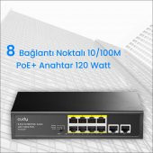 Cudy FS1010P 8 Port 10/100Mbps 120W PoE+, 2 Uplink Portlu VLAN CCTV Rack Mount Metal Switch - 6