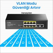 Cudy FS1010P 8 Port 10/100Mbps 120W PoE+, 2 Uplink Portlu VLAN CCTV Rack Mount Metal Switch - 7
