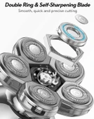 Kibiy - 5'i 1 Arada, Kel Kafalar için Elektrikli Tıraş Makinesi - Gümüş - 2