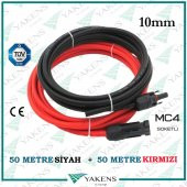 Hazır Soketli (50m+50m) 100 Metre 10mm Güneş Paneli Solar Kablo Siyah Kırmızı - 1
