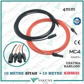 Güneş Paneli Uzatma Kablosu (10m+10m) 4mm Çift Taraflı Mc4 Soketli Solar Ara Kablo Siyah Kırmızı - 1