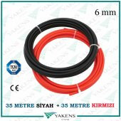 Solar Kablo (35m+35m) 6mm Güneş Paneli Kablo Seti Siyah Kırmızı - 1