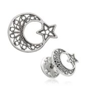 Lucky Life 925 Ayar Gumuss Telkari Ay Yıldız Rozet - 1