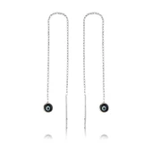 Lucky Life 925 Ayar Gumuss Zincirli Lacivert Nazar Küpe - 1