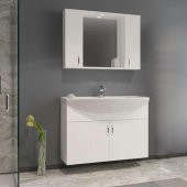 Orka Duru 80 cm Asma MDF Beyaz Banyo Dolabı Takımı - 1