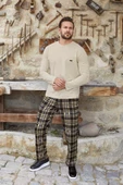 Aydoğan Erkek Berk Jakarlı Kışlık Taş Beji Pijama Takımı J-3378 - 2
