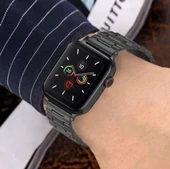 Apple Watch 2/3/4/5/6/7/8/Se/Ultra 42 44 45 49MM Uyumlu Çelik Baklalı Metal Kordon - 4