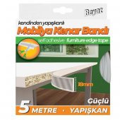 Kendinden Yapışkanlı Masa,Raf,Dolap,Komodin,Mobilya Kenar Bandı 18mmX5 Metre-Beyaz - 1