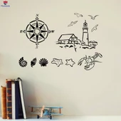 Duvar Sticker Deniz Feneri Deniz Hayvanları Banyo Dekor Banyo Dekoratif Çıkartmalar Benzersiz Hediyelik - 1