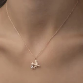 Lucky Life 925 Ayar Gumuss  Rose Tek Taşlı Uçak Lucky Life Lucky Life Lucky Life Kadın Kolye - 4