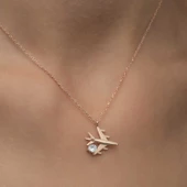 Lucky Life 925 Ayar Gumuss Rose Tek Taşlı Uçak Lucky Life Lucky Life Lucky Life Kadın Kolye - 5